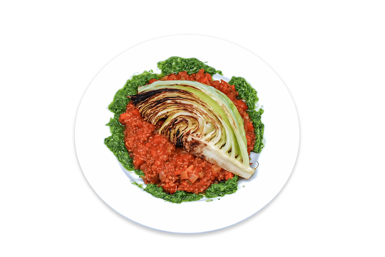 Geschmorter Weißkohl mit Tomaten-Grünkern-Ragout - Kantine Macht Glücklich